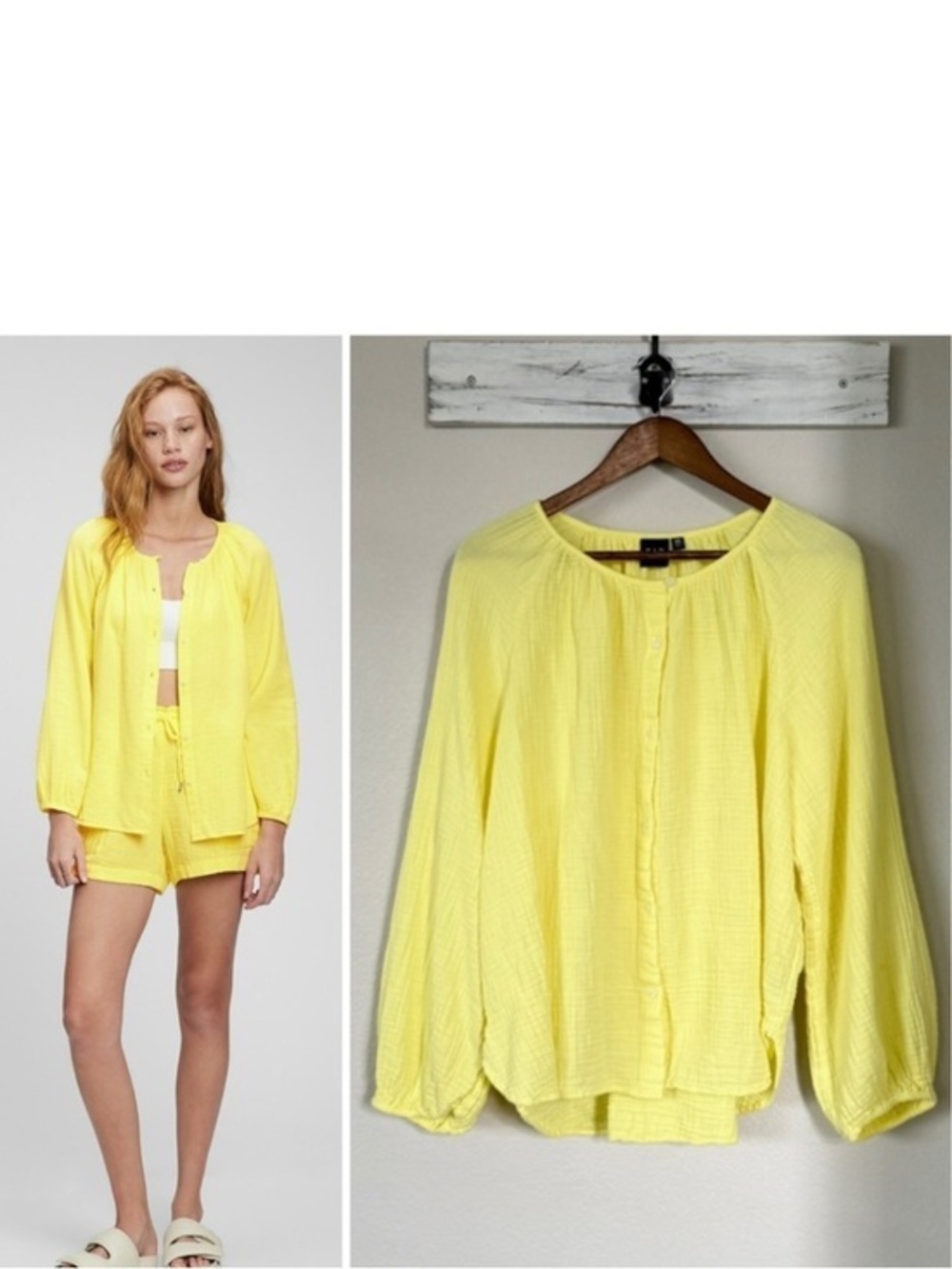 NWOT Bright Lemon Cotton Gauze Top, XXL